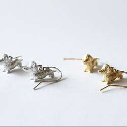 Dachshund hook pierce (rhodium plating) 第4張的照片