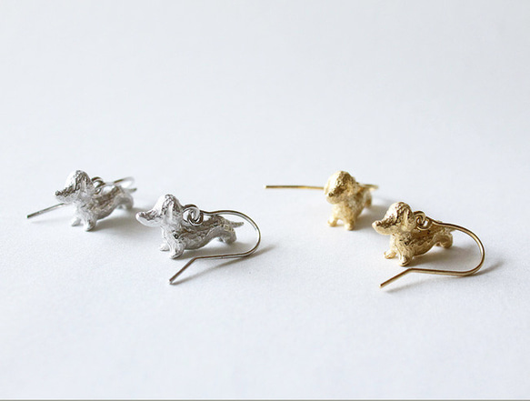 Dachshund hook pierce (rhodium plating) 第4張的照片