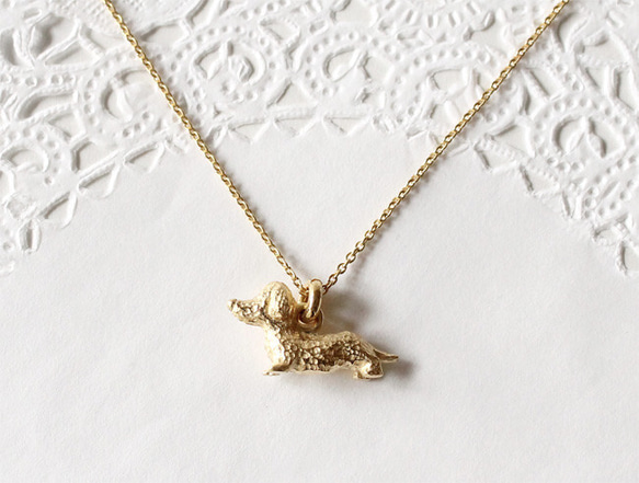 Dachshund necklace (gold plating) 1枚目の画像