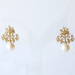 tree & pearl pierce 2 (gold plating) 第1張的照片