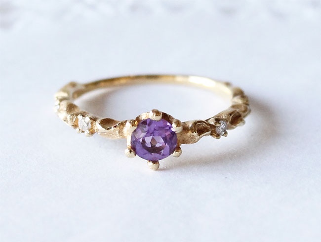 lace ＆ amethyst ring  (gold plating)