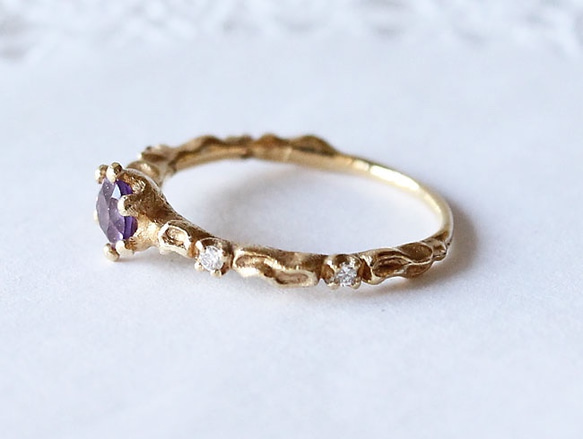 lace ＆ amethyst ring  (gold plating) 3枚目の画像