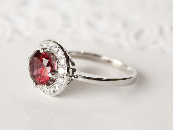 garnet ring / rhodium plating「受注制作」 3枚目の画像