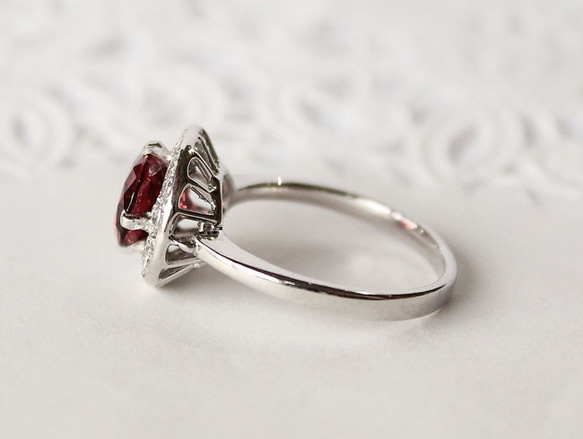 garnet ring / rhodium plating「受注制作」 4枚目の画像