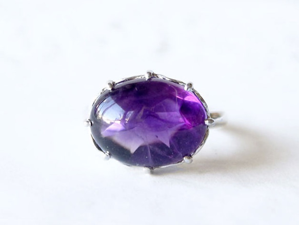 amethyst ring/ rhodium plating 第1張的照片