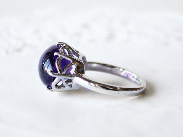 amethyst ring/ rhodium plating 第3張的照片