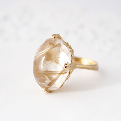 Rutilelated quartz ring/ gold plating 1枚目の画像