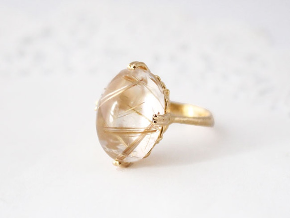 Rutilelated quartz ring/ gold plating 1枚目の画像