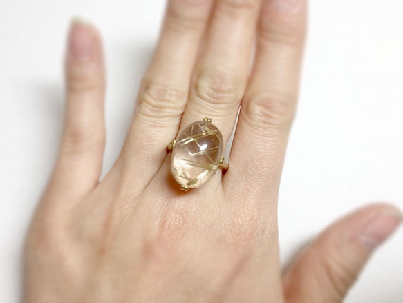 Rutilelated quartz ring/ gold plating 6枚目の画像