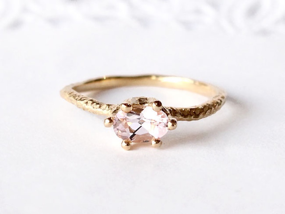 Wave ring / Morganite  (gold plating) 第1張的照片