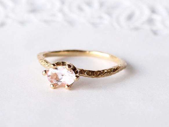 Wave ring / Morganite  (gold plating) 第3張的照片