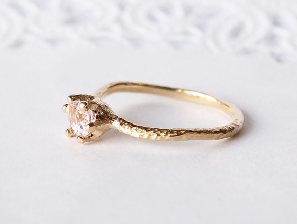 Wave ring / Morganite  (gold plating) 第4張的照片