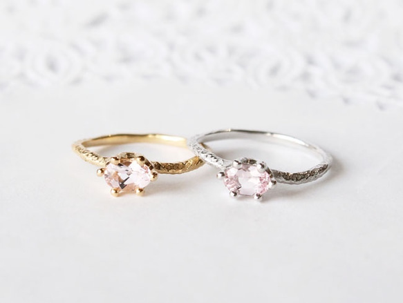 Wave ring / Morganite  (gold plating) 第8張的照片