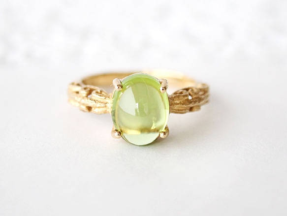 50%OFF☆現品限り foliage scroll ring /peridot (gold plating) 1枚目の画像