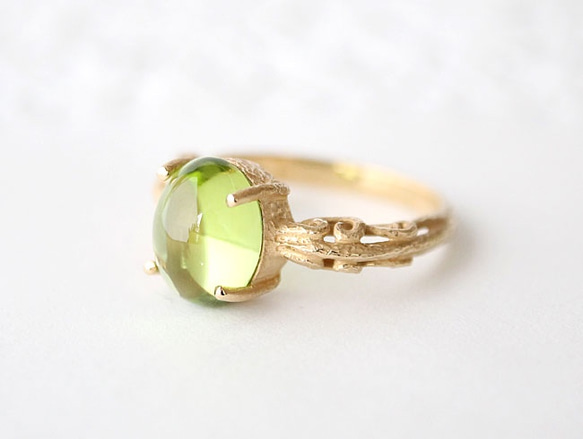 50%OFF☆現品限り foliage scroll ring /peridot (gold plating) 2枚目の画像