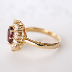 garnet & CZ  ring  / gold plating 3枚目の画像