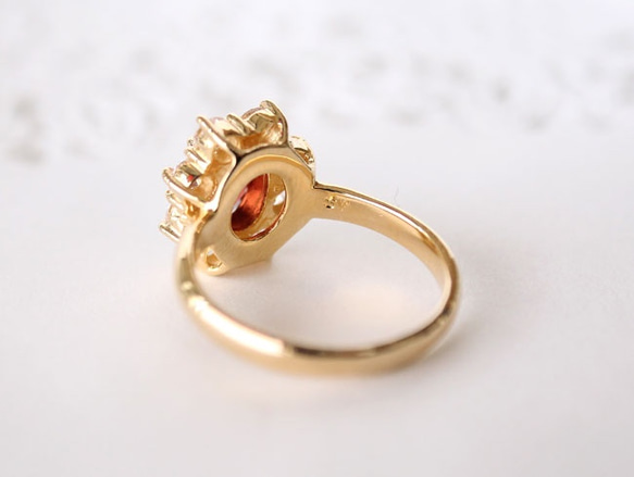 garnet & CZ  ring  / gold plating 4枚目の画像