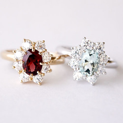 garnet & CZ  ring  / gold plating 6枚目の画像