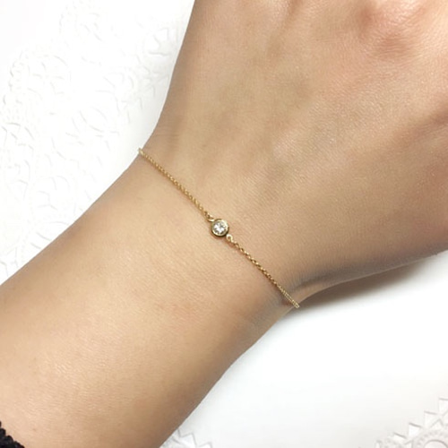 K18・ダイヤモンドブレスレット《0.1ct》ベゼルセッティング