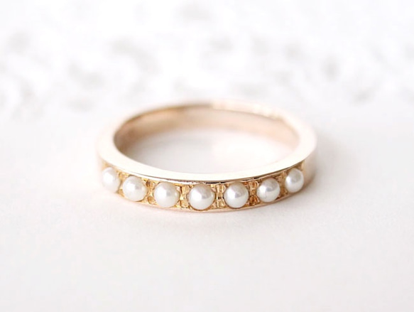 Half eternity baby pearl ring (K10) 第2張的照片