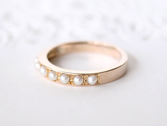 Half eternity baby pearl ring (K10) 第3張的照片