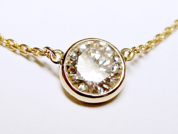 【オーダー承ります】Bezel Diamond necklace  (K18YG) 2枚目の画像