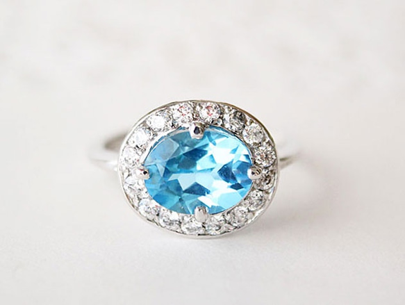 blue topaz ring / rhodium plating 第1張的照片