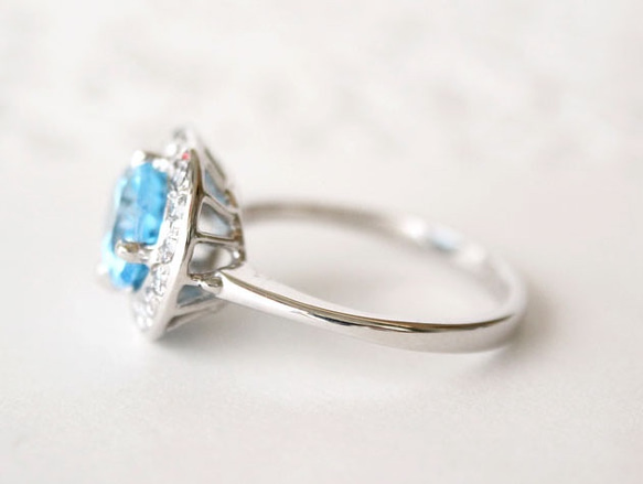 blue topaz ring / rhodium plating 第3張的照片