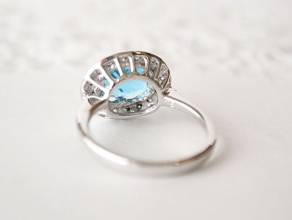 blue topaz ring / rhodium plating 第6張的照片