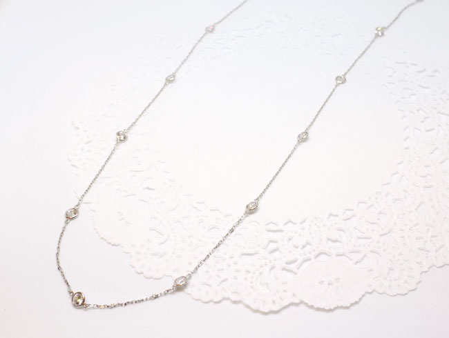 Station necklace / long (rhodium plating)