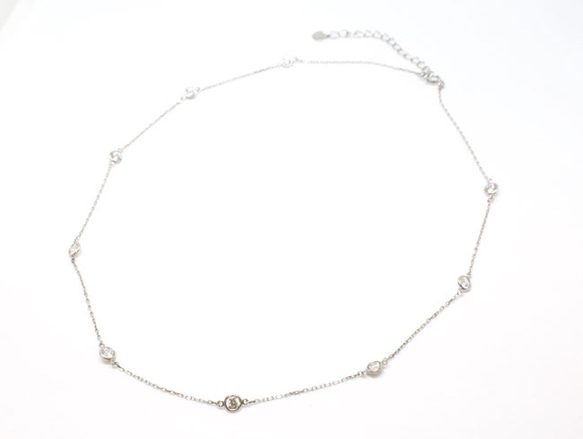 Station necklace  (rhodium plating) 第1張的照片