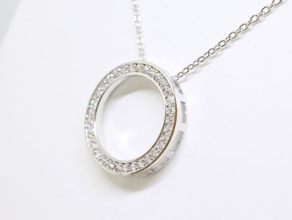 Eternity necklace(slide adjuster chain) / rhodium plating 2枚目の画像