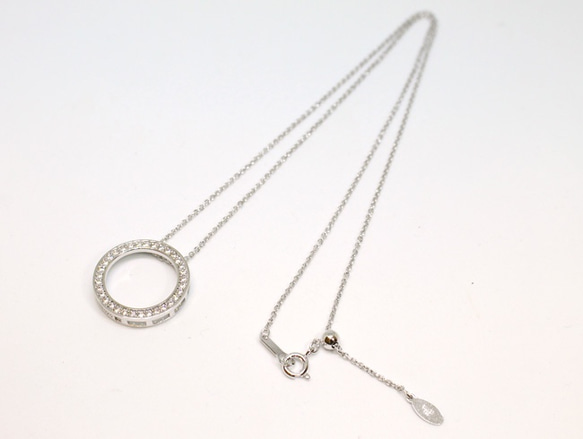 Eternity necklace(slide adjuster chain) / rhodium plating 第3張的照片