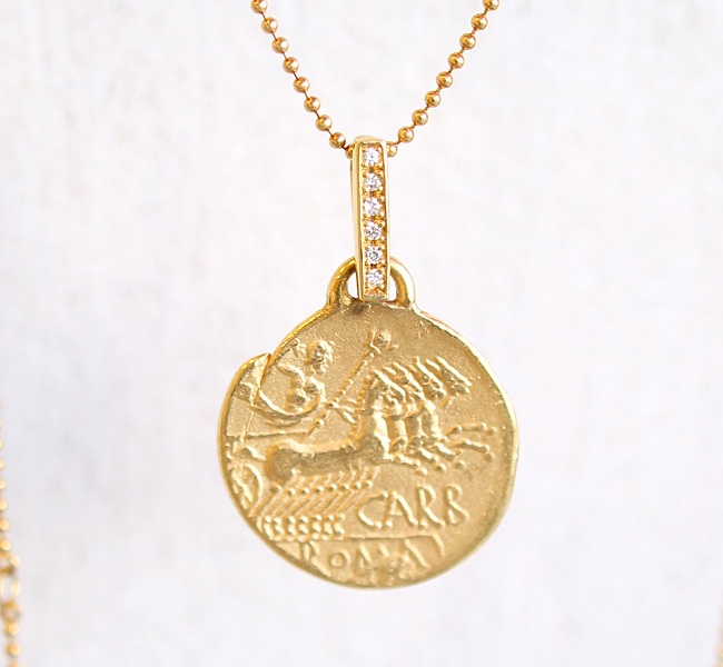 K18・チャリオットコインのネックレス【受注制作】