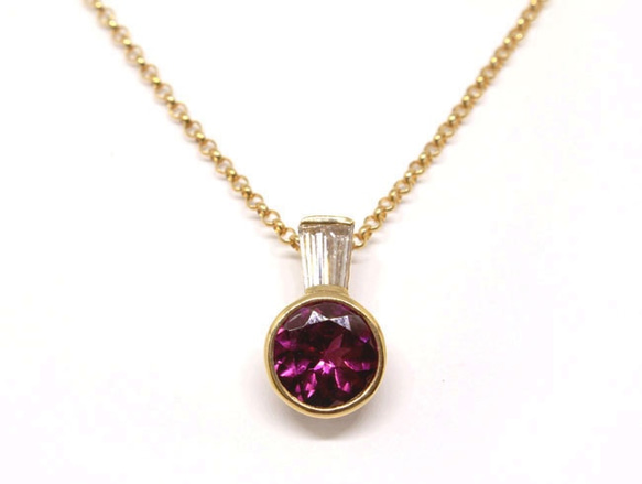 k18 Rhodolite Garnet necklace 第1張的照片