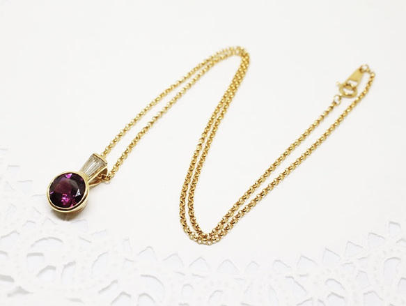k18 Rhodolite Garnet necklace 第5張的照片