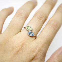 Bicolor ring  Peridot ＆ bluetopaz /  rhodium plating 3枚目の画像