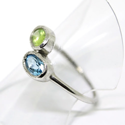 Bicolor ring  Peridot ＆ bluetopaz /  rhodium plating 第5張的照片