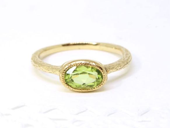 Peridot mil ring / gold plating 第1張的照片