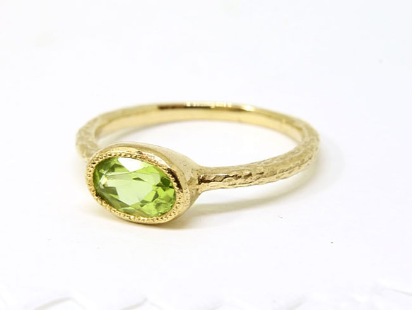 Peridot mil ring / gold plating 第2張的照片