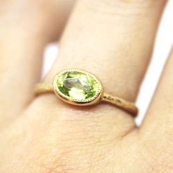 Peridot mil ring / gold plating 第4張的照片