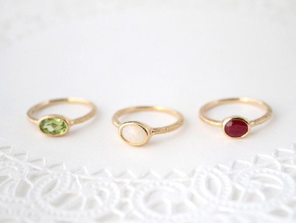 Peridot mil ring / gold plating 第7張的照片