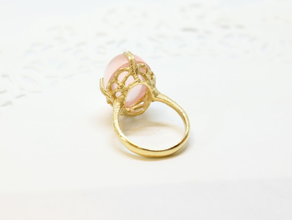 rose quartz ring (gold plating) 4枚目の画像