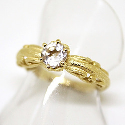 foliage scroll heart ring / white topaz (gold plating) 第4張的照片