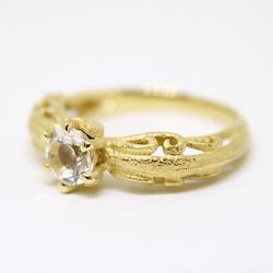 foliage scroll heart ring / white topaz (gold plating) 第6張的照片