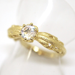 foliage scroll heart ring / moonstone (gold plating) 第2張的照片