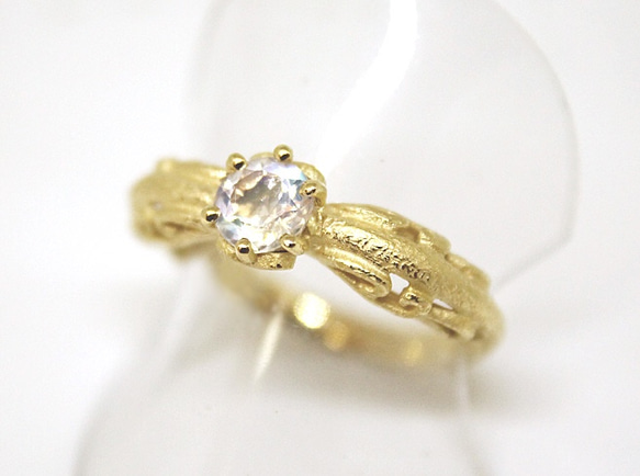 foliage scroll heart ring / moonstone (gold plating) 第2張的照片