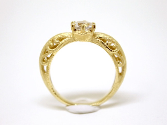 foliage scroll heart ring / moonstone (gold plating) 第3張的照片