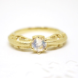 foliage scroll heart ring / moonstone (gold plating) 第5張的照片