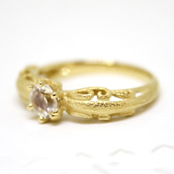 foliage scroll heart ring / moonstone (gold plating) 第6張的照片